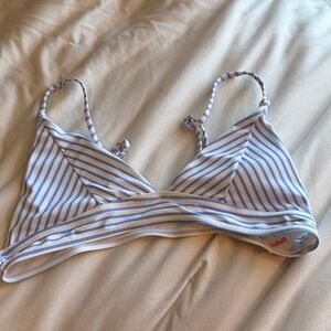 ROMWE Blue and White Striped Bikini Top